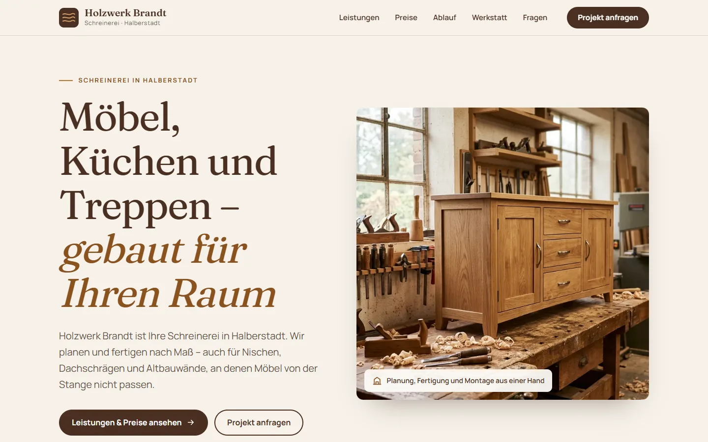 KI-Website-Beispiel: Holzwerk Brandt