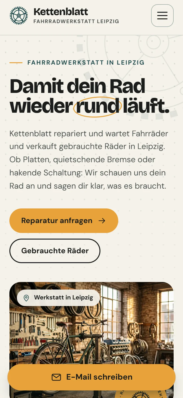 KI-Website-Beispiel am Handy: Kettenblatt
